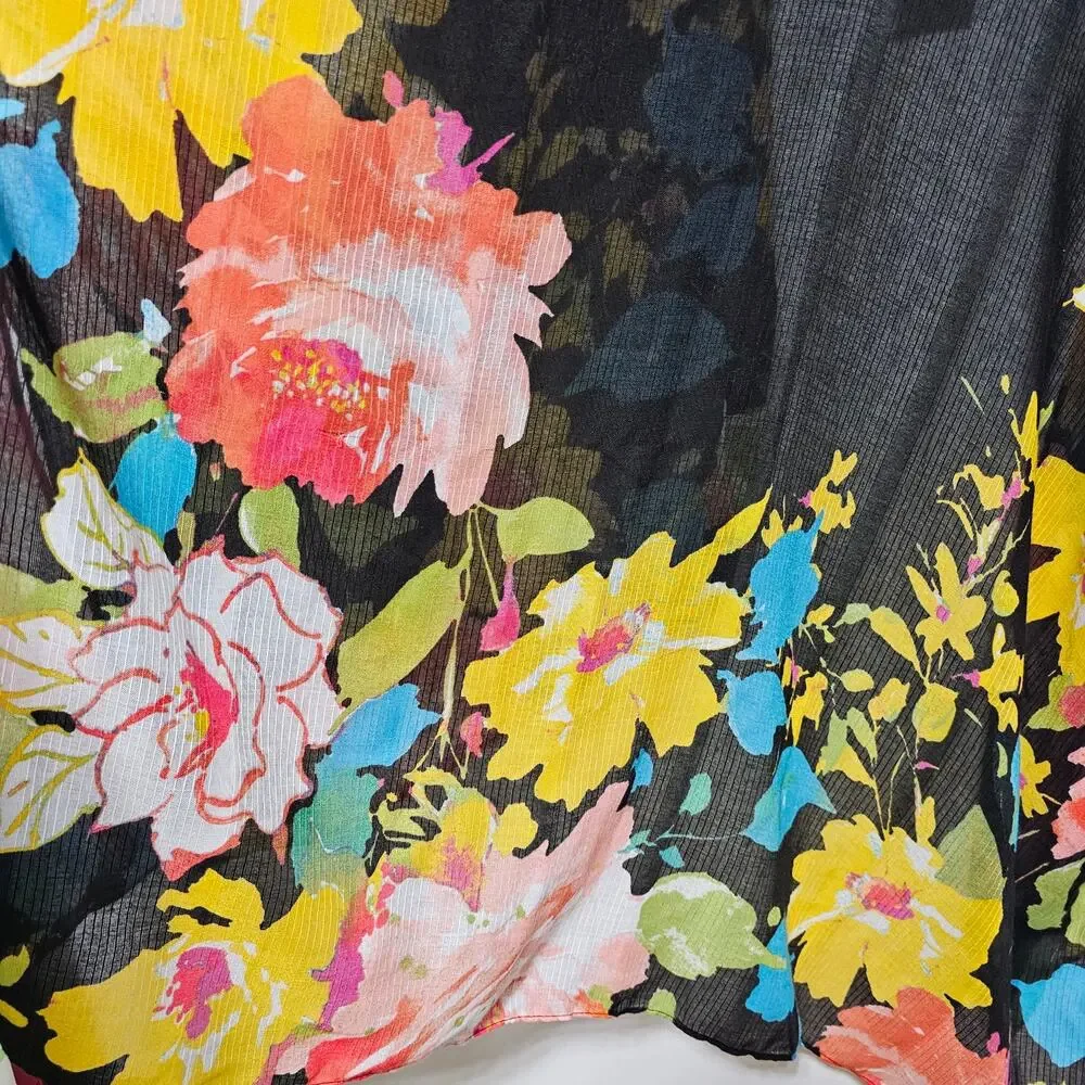 Vince Camuto Womens One Size Open Front Shrug/Cardigan Black & Multicolor Floral